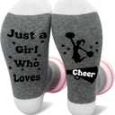 2 x Funny Cheering Socks For Women Girl, Just A Girl Who Loves Cheer Themed Socks, Novelty Gifts For Cheerleading Cheer Coach (Gray)