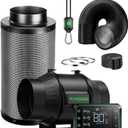 VIVOSUN Smart Air Filtration PRO T6 Kit 6", AeroZesh T6 Inline Duct Fan w/GrowHub E42A Temp. Humidity WiFi-Controller, Carbon Filter & Ducting, Cooling & Ventilation System for Grow Tent, Hydroponics (Black)