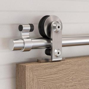 60”/5FT Top Mount Sliding Barn Door Hardware Kit Stainless Steel, Heavy Duty, Smoothly and Quietly, Barn Door Track Fit Max. 31" Wide Single Door, Easy to Install (Panel not Included)