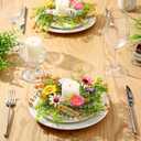 4 Pcs Spring Flower Candle Rings Artificial Floral Wreaths for Summer Floral Pillar Candle Holder for Mother's Day Table Centerpieces Church Wedding Party Home Decor