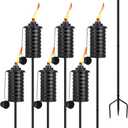 ZSZMFH 6 Pcs Metal Torch for Outside, 16 oz Outdoor Metal Torch Garden Dcor,59-Inch Upgraded Citronella Torches with 3-Prong Grounded Stake, Table Top Torches for Party Patio Pathway