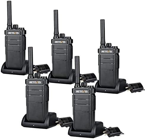 Retevis RB26 Long Range Walkie Talkies, GMRS 2 Way Radios, Rechargeable Two Way Radios, 2000mAh, Durability,Repeater Capable,Security Radio for Security Church Construction School Warehouse(5 Pack)