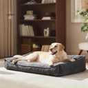 FURTIME Orthopedic Dog Beds Large Sized Dog, Extra Thick Supportive Comfort Pet Sofa, Ergonomic Slant Dog Couch Bed with Removable Washable Cover, Ultra Soft Surface & Non-Slip Bottom, Grey, 38"