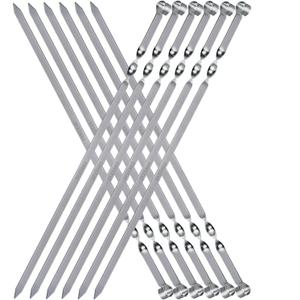 Large Metal Skewers For Grilling Shish Kebab Sticks 22 inch Skewers For Kabobs Flat Barbecue Skewer Stainless Steel Grill Stick for Meat, Chicken, Shrimp, Fruit, Vegetables(12PCS)