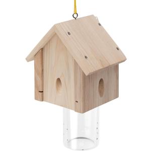 Carpenter Bee Trap for Outside - Best Bee Trap - Cabin Style Nature Hanging Wood Carpenter Bee Traps Outdoor - Insect Traps with Removable Vault (1 Pack)