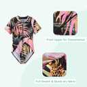 Big Girls One Piece Swimsuits Short Sleeve Rash Guard for Girl Hawaiian Bathing Suit with Sun Protection Beachwear Black Jungle Wild Size 10/8-10 Years