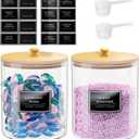 HomePekite 2 Pack Glass Laundry Pods Container, Clear Laundry Room Organization Containers with Lids & Labels, Powder Laundry Detergent Container for Scent Booster, Powder