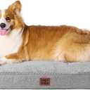 EHEYCIGA Large Dog Bed Memory Foam for Crate, Orthopedic Dog Bed Large Size Dogs with Washable Removable Cover, Waterproof Pet Sofa Couch with Nonskid Bottom, 35x22x6, Grey