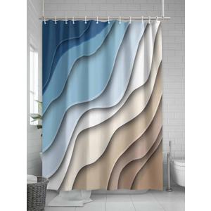 Shower Curtain Abstract Gradient Striped Art Waterproof Bathroom Curtains Set with Hooks,Modern Ombre Blue Washable Bathtub Curtain for Shower Stall/Hotel Bathtub Decor,72x72in