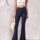 Falre Leggings for Women High Waisted Yoga Pants Crossover Workout Legging Bootcut Flared Dress Pants (Medium, Navy Blue)