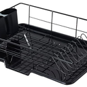 Space-Saving 3-Piece Dish Drainer Rack Set with Cutlery Holder - Maximize Countertop Space, Black
