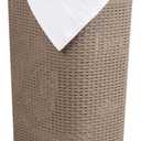 Mind Reader Slim Laundry Hamper with Lid, 60L Tall Clothes Basket, Narrow Tapered Design for Bathrooms, Closets and Laundry Rooms, Plastic, Tan