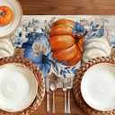 Artscope Pumpkins Eucalyptus Leaves Fall Table Runner,Autumn Seasonal Kitchen Dining Table Decoration for Fall Home Decor 13x48 Inch-Light-Colored Wood