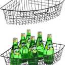 Leeden Lazy Susan Organizer Basket for 24" Diameter Turntable -Metal Organizing Storage Bins (2 Packs) - Black Kitchen Cabinet Storage Organizer - 1/4 Wedge Can Organizer