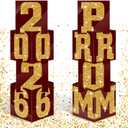Queekay 8 Pcs Prom Column Standup Photo Booth Decorations 2026 Prom Backdrop Balloon Boxes Cardboard Decoration Column for Party College, 11.8 x 44.9 Inch(Maroon, Gold)