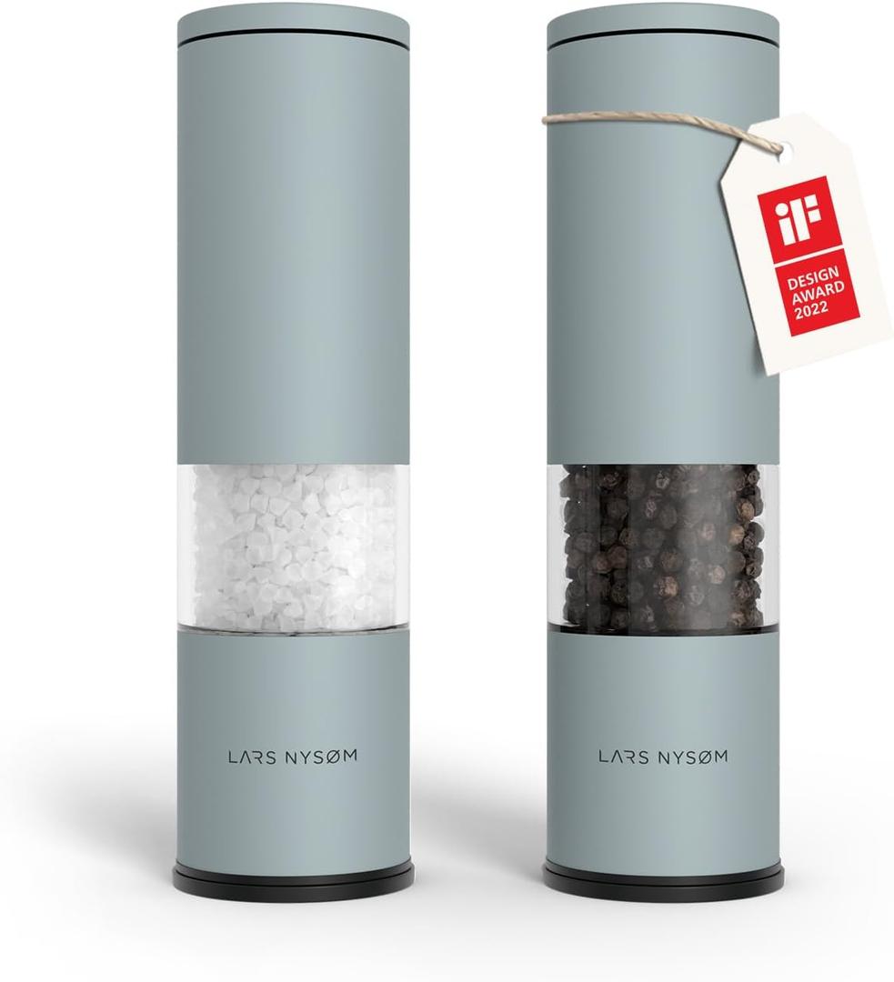 LARS NYSM Salt and Pepper Grinder Set Manual, Stainless Steel Salt and Pepper Mills with Adjustable Ceramic Grinder I Design Spice Shakers (Sky Blue)