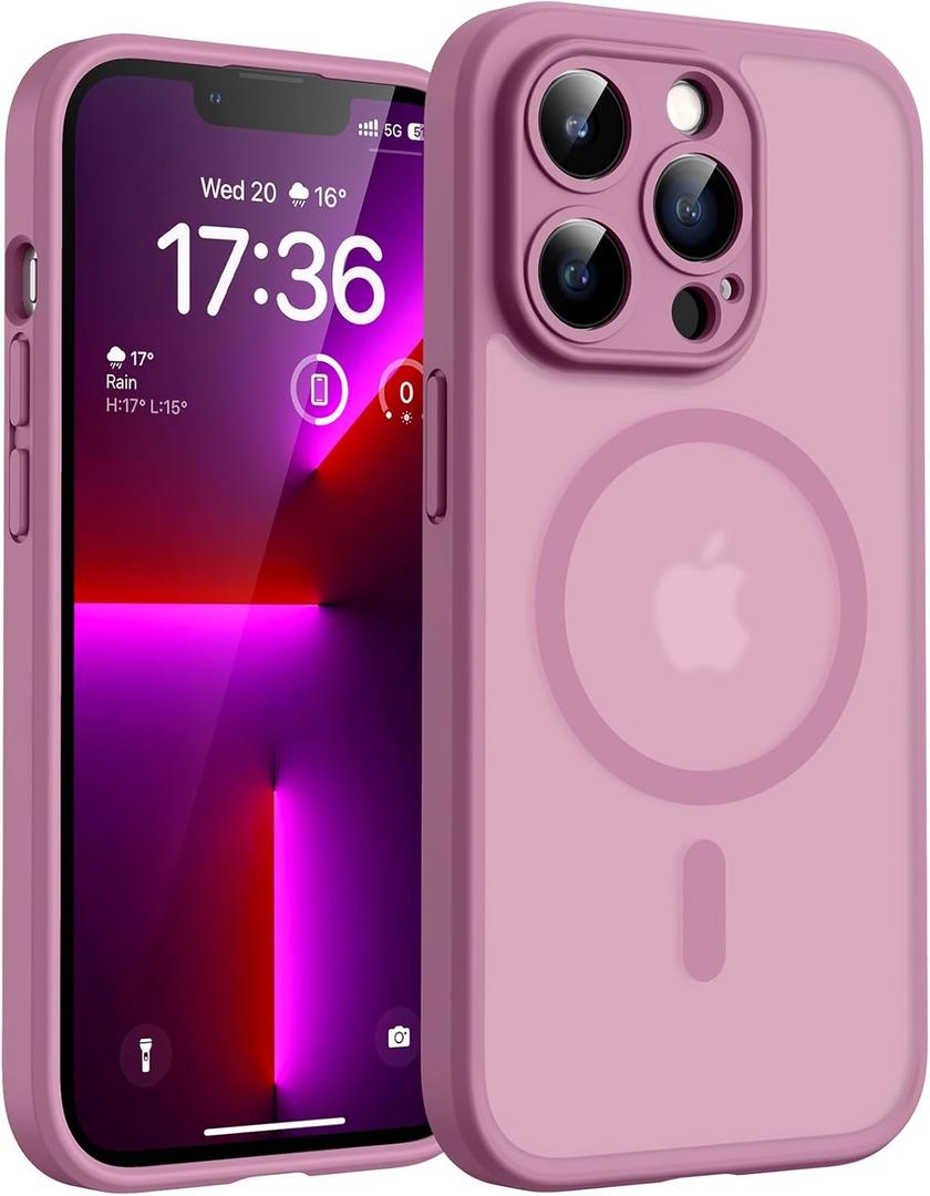 TOCOL Magnetic for iPhone 13 Pro Max Case, Upgraded Full Camera Protection, Compatible with Magsafe, Drop Protection, Translucent Matte Back for iPhone 13 Pro Max 6.7 inch (Lilac Purple)