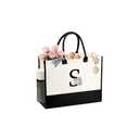 JTENGTOP Personalized Birthday Gifts for Women, Bride Bridesmaid Gifts for Wedding Day, Initial S Tote Bag Christmas Mothers Day Teacher Appreciation Ideas Presents