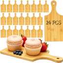 24 Pack Wooden Cheese Cutting Boards,Mini Charcuterie Board Set for Laser Engraving Blanks,Small Charcuterie Boards with Handle,Bulk Wood Cutting Board