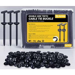 Aymier 120 Pcs Nylon Universal Cable Tie Buckle with Clear Storage Box, Upgraded Double-Sided Teeth Self-Locking T Rivet Zip Tie Kit for Car Fender Trunk Bumper Repair, Home & Garage, Patent Pending