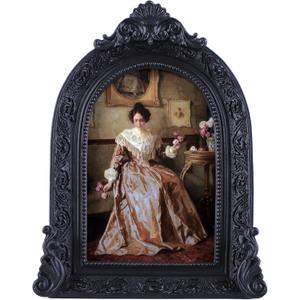 Vintage Picture Frames 4x6 Ornate Black Antique Picture Frames for Wall and Tabletop Vintage Photo Frame Victorian Home Decor Gallery Wall Decor in Arch Shape