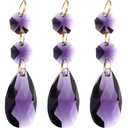PATIKIL Clear Crystal Teardrop, 5 Pack 38mm Chandelier Prisms Parts Hanging Beads with 14mm Octagonal Bead for Chandeliers Decoration, Dark Purple