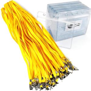 50 x Bird Fiy Lanyards with id Holder Name Badges 50 Pcs Waterproof Type Clear Plastic Horizontal Name Tag Badge Id Card and 50 Pcs Lanyard (Yellow)