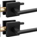 Goldenwarm Matte Black Passage Door Handles for Hallway & Closet  Heavy Duty Non-Locking Interior Door Lever, Zinc Alloy Modern Square Black Door Handles (2 Pack)