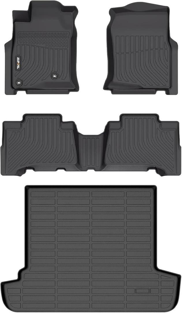AIPOIL Floor Mats & Cargo Liner Set for 2003-2009 Toyota 4Runner 5 Seats All Weather Protection TPE Anti-Slip Automotive Full Set Custom Car Mats Accessories - Black
