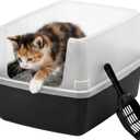 IRIS USA Cat Litter Box Small, High Sided, Scatter Shield