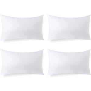 Hypoallergenic Lumbar Pillow Inserts 4 Pack, 12  20 Inches  Plush Polyester Throw Pillow Fillers for Sofas, Beds, and Office Use