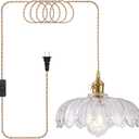 Plug in Pendant Light, Hanging Lights with Plug in Cord, Hanging Light Fixture with Green Glass, E26 Pendant Lighting for Kitchen Island, Bedroom, Dining Room-Clear