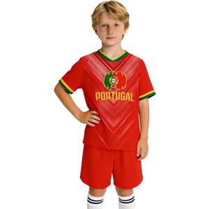 National Flag Soccer Jersey Kit for Kids Youth Boys Girls Sports Uniforms Outfits Fans Gift Shirt Shorts Sets 11-12Y
