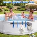 Chumia 2 Pack Pool Pole Hanger with 3 Hooks, Adjustable Poolside Organizer for Above Ground Pool Accessories with Support Rod for Skimmer Net, Brush, Vacuum Hose, Cleaning Tools (Blue)