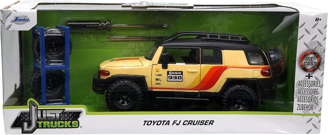 Just Trucks 1:24 Toyota FJ Cruiser with Rack Die-cast Car Yellow, Toys for Kids and Adults