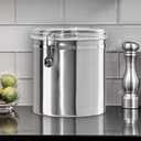 Oggi Stainless Steel Kitchen Canister 152 fl oz - Airtight Clamp Lid, Clear See-Thru Top - Ideal for Kitchen Storage, Food Storage, Pantry Storage. Jumbo Size 8" x 8"., 152 Fluid Ounces