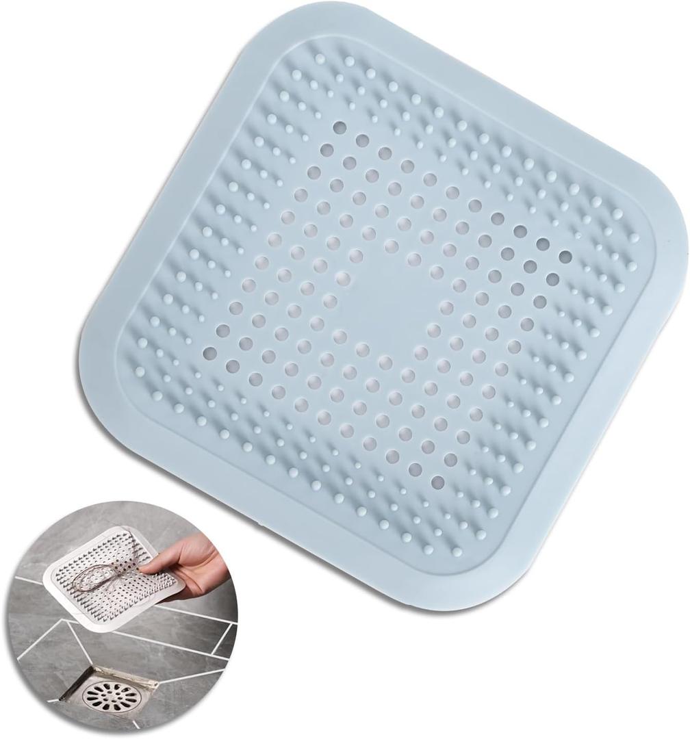 Tub Shower Drain Cover Hair Catcher,Bathroom Sink Drain Strainer,Bathroom Accessories Easy to Install and Clean(2, Light Blue)