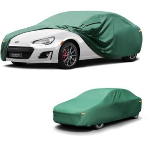 Car Cover Waterproof All Weather, 16-Layer Heavy Duty Full Exterior Cover with Vents, Spare Windproof Straps & Towel, Winter Snow/Ice/Rain Protection, Fit Coupe Subaru BRZ, BMW Z4, Audi TT. (green)