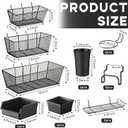 Sieral 30 Pcs Pegboard Organizer Accessories Kit Includes Peg Board Shelving Storage Basket Organizer Bins Hooks Loops Cup with Cup Holder for Garage Room Wall Attachments Tools(Black)