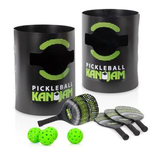 Kan Jam Pickleball Set - Play Pickleba Anywhere - Includes 4 Paddles, 4 Balls, And 2 Goals