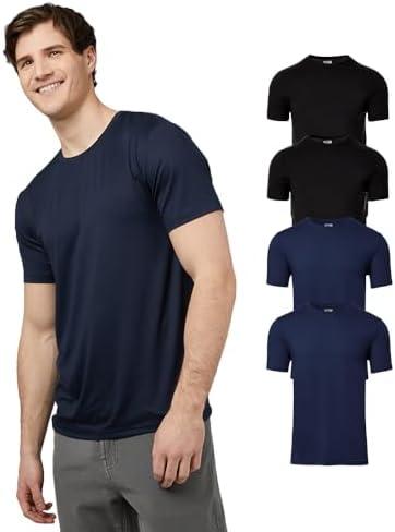 32 Degrees Mens 4 Pack Cool Crewneck T-Shirt | Anti-Odor | Quick Drying | 4-Way Stretch Size L