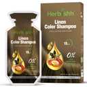 Herbishh Linen Hair Shampoo, Hair Color for Gray Coverage, 3 in 1 Hair Dye Shampoo - champu para tenir el cabello, Colors in Minutes, Easy to Use PPD Free Pouch 30mlx10p