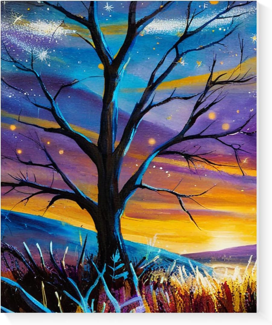 2 x Qoosea Paint by Numbers Kit for Adult : The Tree of Life DlY Paint by Number for Adults with Frame Painting Kit for Beginners Adults Fun Number Painting Art for Home Decor Relaxing Gift 9.512inch