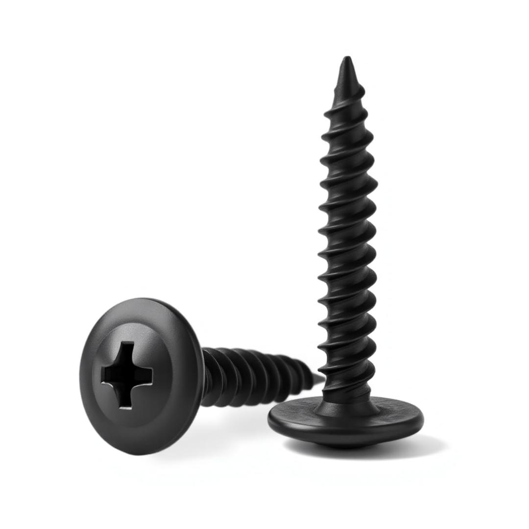 #82-1/2'' (80 Pack) Truss Head Wood Screws Quick Metal Self-Tapping Screws Black Oxide 410 Stainless Steel