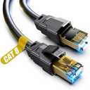 Cat 8 Ethernet Cable, 15ft Heavy Duty High Speed Internet Network Cable, Professional LAN Cable, 26AWG, 2000Mhz 40Gbps with Gold Plated RJ45 Connector, Shielded in Wall, Indoor&Outdoor, Black (15FT-CAT8)