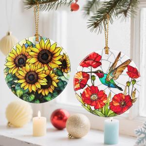 2 x Sunflower Christmas Tree Decorations, Christmas Ornaments, Keepsake Ornaments, Holiday Decor, Xmas Gifts, Gifts for Flower Lovers & Sunflower Lovers