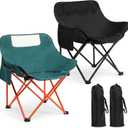 2 Pack Compact Camping Chairs Portable Folding for Outside with Carry Bag Lightweight Moon Chairs for Travel Picnic Hiking Beach Fishing, 600D Oxford, Supports 330lbs(Green, Black), 27.17 x 17.72 x 17.72 inches