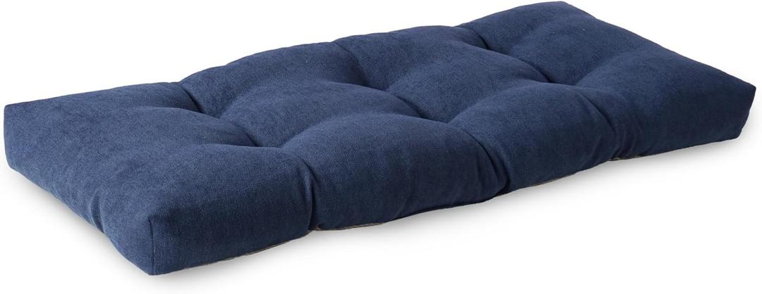 ELFJOY Tufted Bench Cushion Thicken Patio Furniture Cushions Classic Solid Color Porch Swing Cushion Soft Bench Pillow with Non Slip Backing (34x16x3.5 inch Navy)