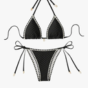 SHENHE Women's 2 Piece Triangle Beach Bikini Sets Color Block Halter Swimsuit Bathing Suit
Black L