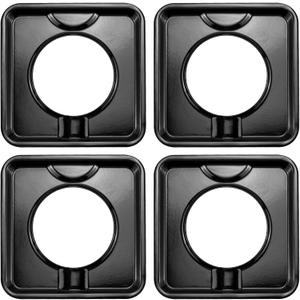 SGP-400 Chrome Square Gas Range Drip Pan, Black Porcelain Square 7.75 Replace WP786333 AP6011553 PS11744751 786333, 4 Pack | Upgrade by PANDEELS